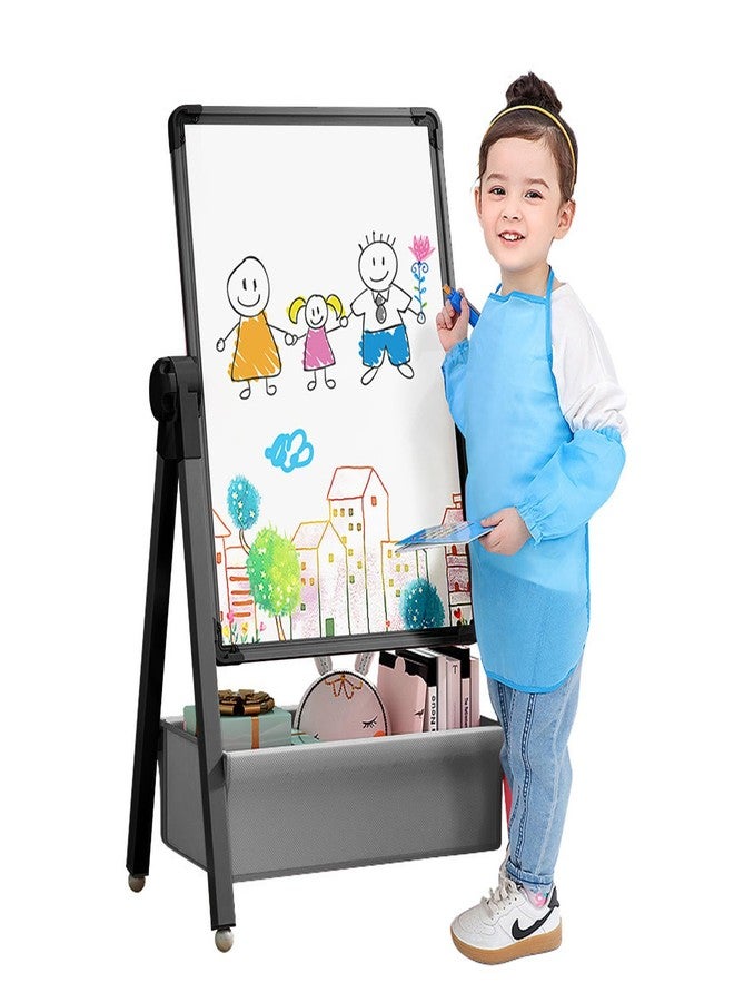 Yozoia Art Easel for Kids, Double Sided Kids Easel Drawing Board, Whiteboard & Blackboard, 360°Rotating Adjustable(Black) - Image 1