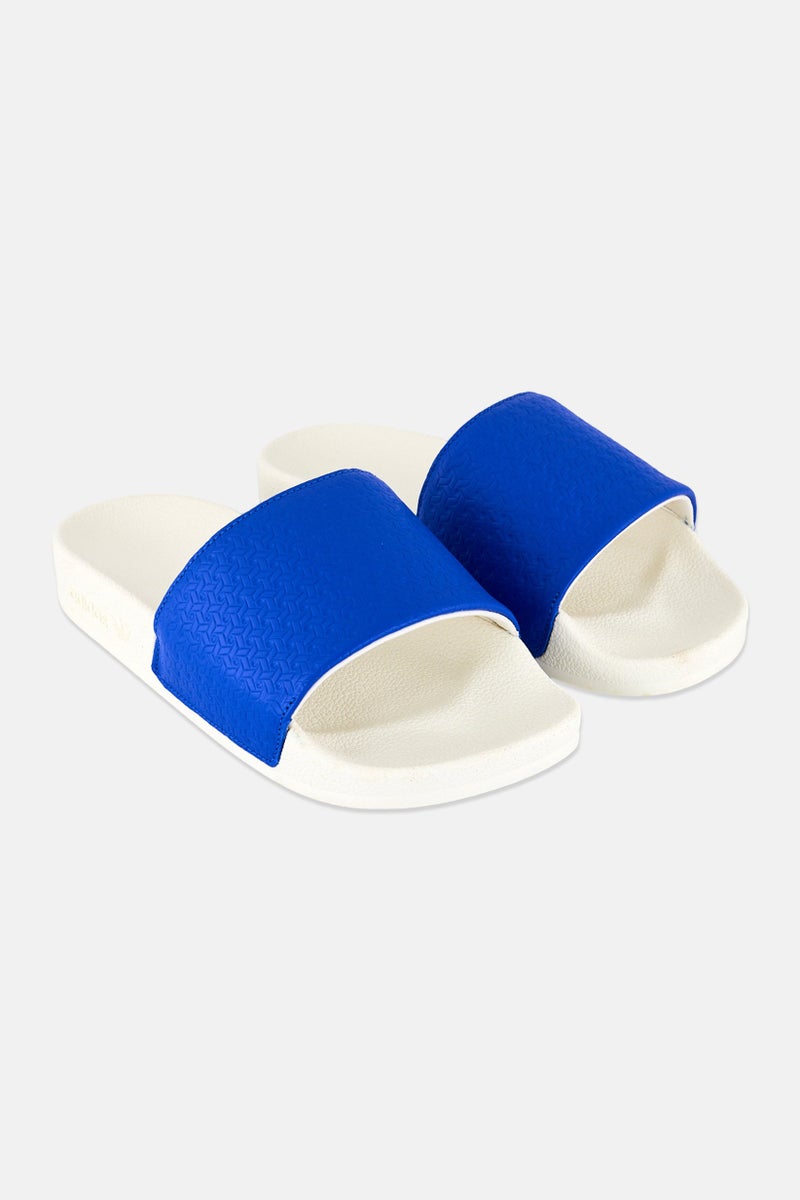 adidas Originals Kids Boy Adilette Slip On Slides, Blue  - Image 1