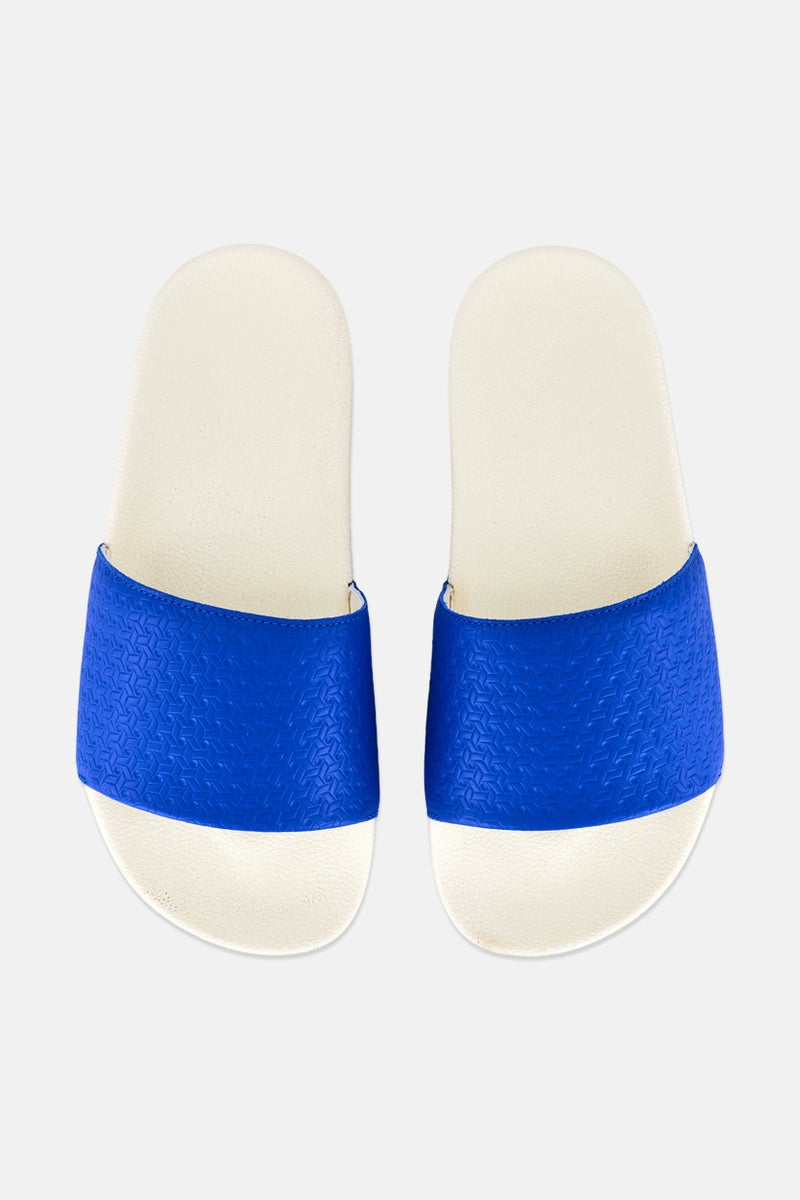 adidas Originals Kids Boy Adilette Slip On Slides, Blue  - Image 3