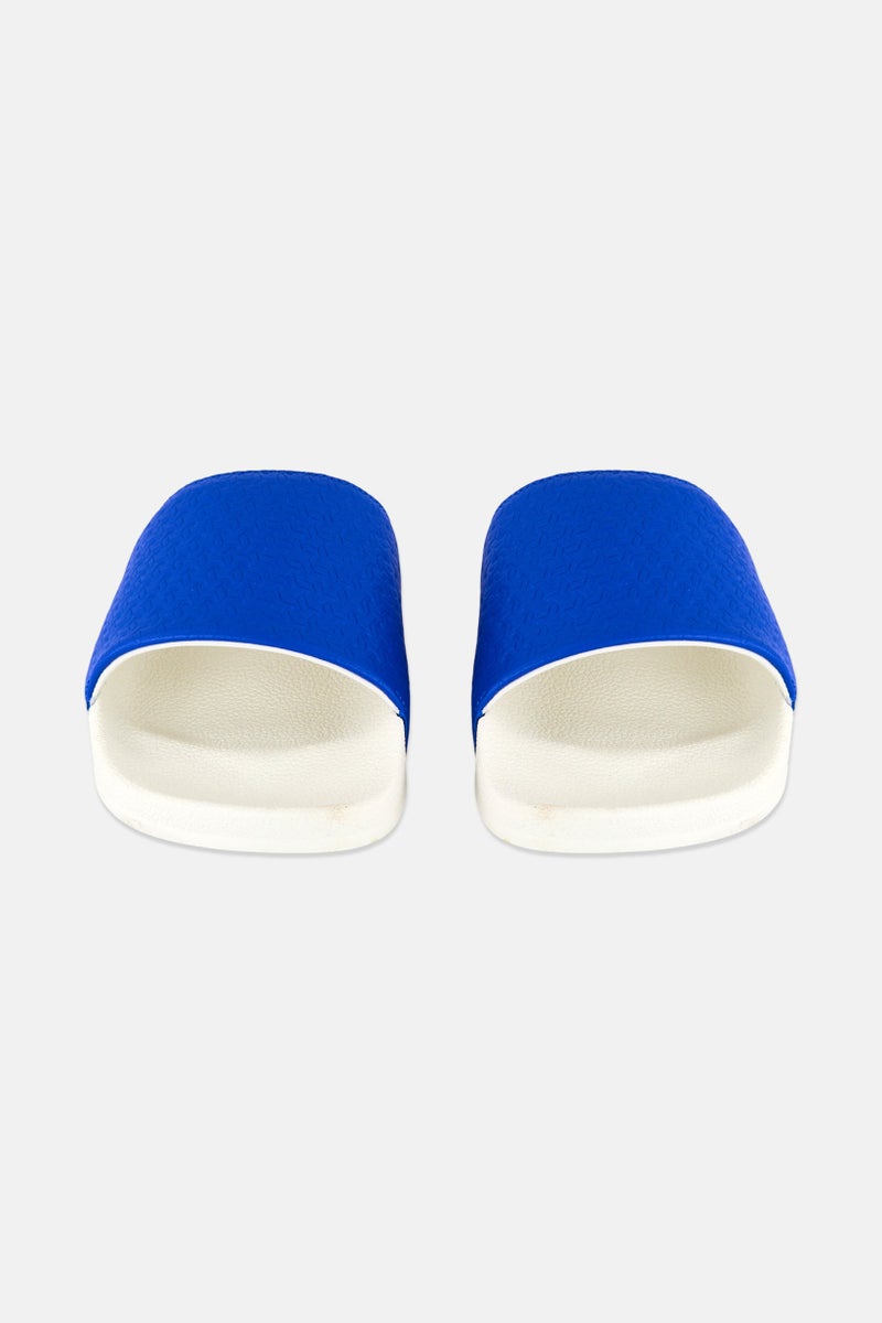 adidas Originals Kids Boy Adilette Slip On Slides, Blue  - Image 4