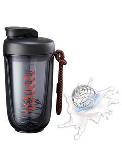 Protein Shaker Bottle Protein Drink Shaker Cup 20 oz Shaker Bottle for Protein Mixes Leak-proof BPA-free Portable Protein Shaker Mixer with Blender Ball for Gym Fitness (Black)