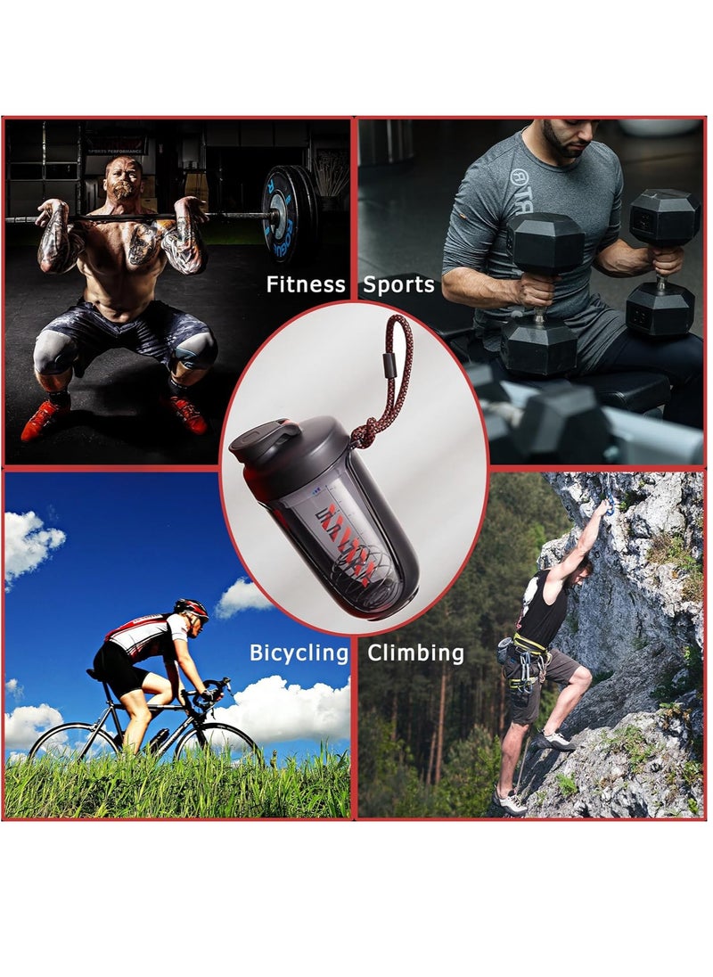 Hihonor - Protein Shaker Bottle Protein Drink Shaker Cup 20 oz Shaker Bottle for Protein Mixes Leak-proof BPA-free Portable Protein Shaker Mixer with Blender Ball for Gym Fitness (Black) - Image 1