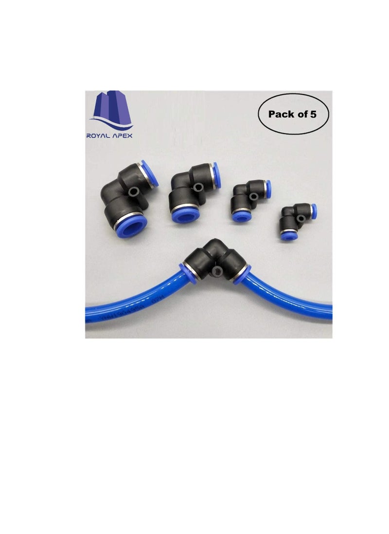 Generic - PU Pipe & Fittings Polyurethane | Pneumatic Pipe Push in to Connect Fittings (Elbow - Pack of 5, 8mm) - Image 1