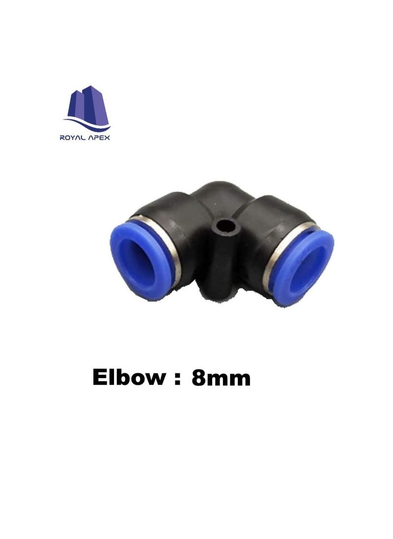 Generic - PU Pipe & Fittings Polyurethane | Pneumatic Pipe Push in to Connect Fittings (Elbow - Pack of 5, 8mm) - Image 1