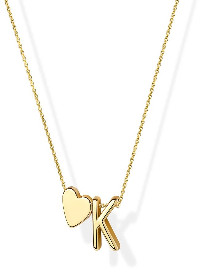 Inerney Gold Heart Initial Necklace for Women, Small, Brass, No Gemstone - Image 1