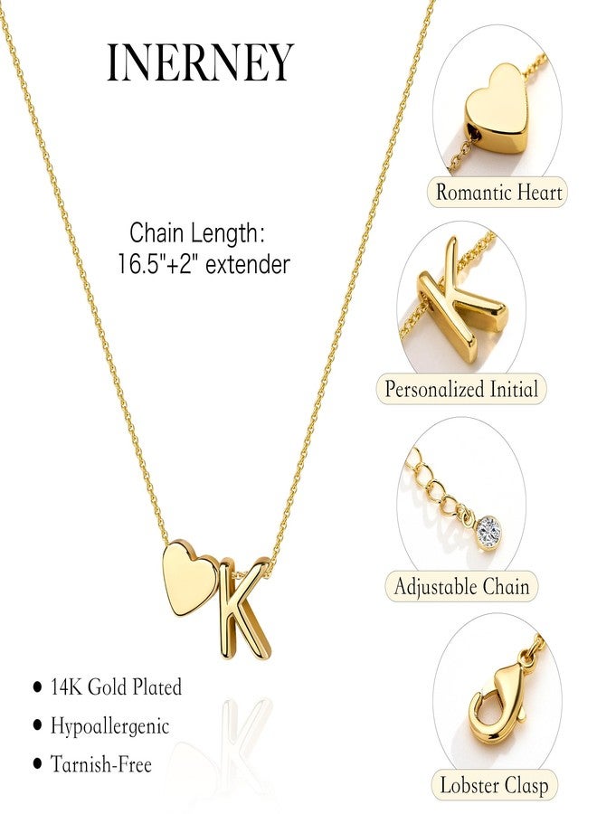 Inerney Gold Heart Initial Necklace for Women, Small, Brass, No Gemstone - Image 5