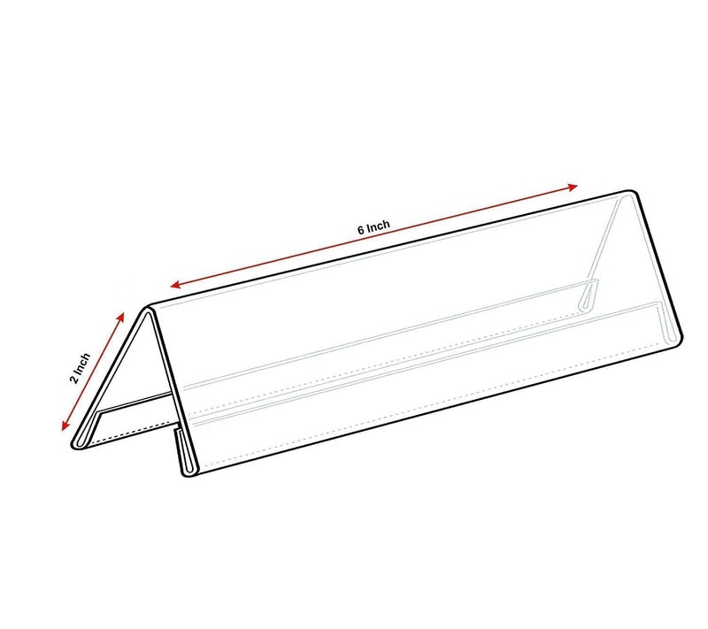 Shuban Clear Acrylic Desk Name Plate Holder – 10 Pack 2-Sided 06 Inch x 02 Inch V-Shaped Display Stand for Name Plates, Table Place Cards, Signs & Labels – Reusable for Office, Business, Weddings, Restaurants & Schools - Image 2
