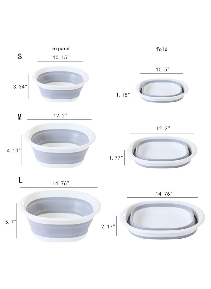 ماركة غير محددة Multipurpose Foldable Collapsible Washbasin Lightweight Portable Basin, Collapsible Basin for Camping Sink and RV Sinks (Set of 3, S,M,L)  - Image 2