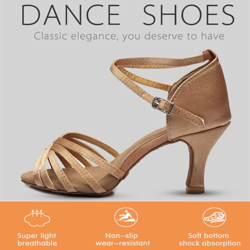 MSMAX Women Latin Dancing Shoes Silver Mid Heel Character Ballroom Dance Shoe for Women 9 M US Women - Image 2