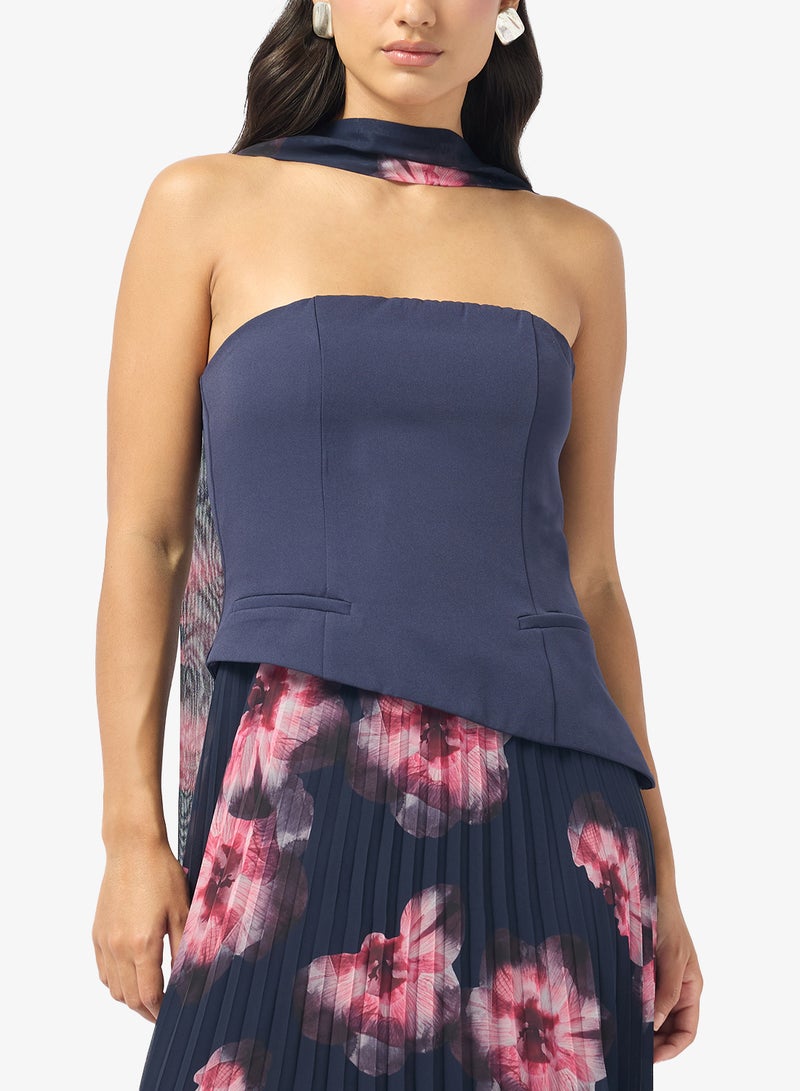 Style Cheat Bandeau Pleated Scarf Dress - Image 3