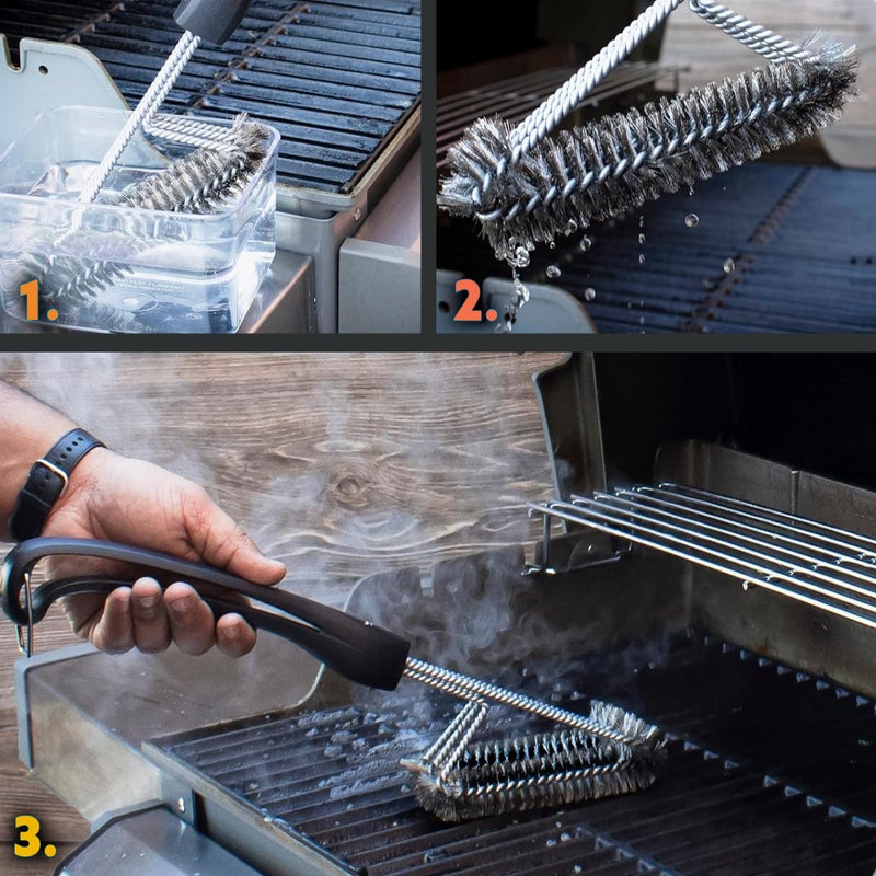 Kona 360 Clean Grill Brush â€“ Powerful Grill Cleaner & BBQ Grill Brush for Outdoor Grill â€“ Safe, Bristle BBQ Brush Grill Scraper, Accessory for Easy 30 Second Grill Cleaning - 18 Inch Long Handle - Image 4