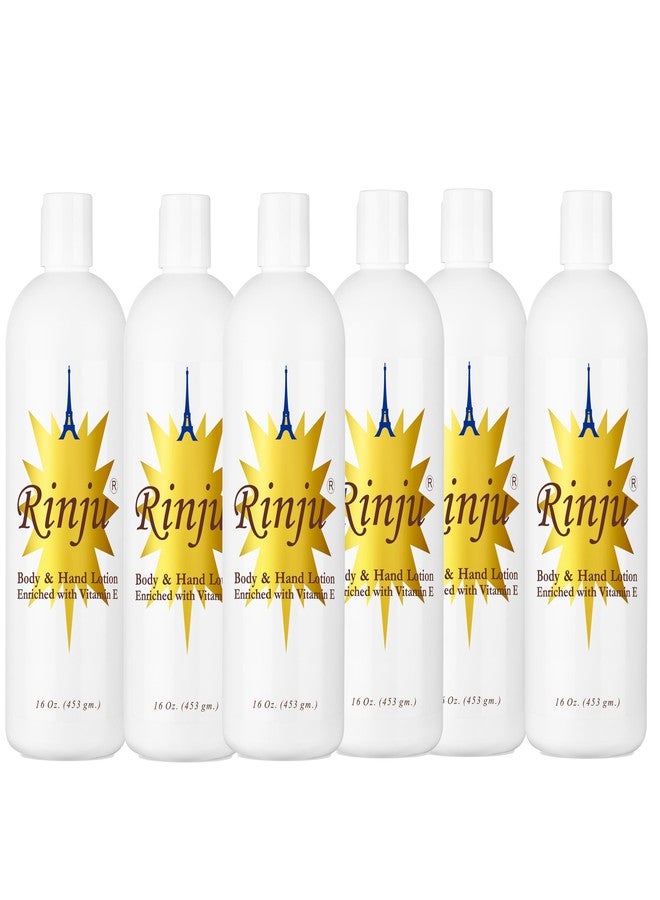 Rinju Body & Hand Lotion - Case of 6 Non-Greasy Lotion for Women & Men - 16 oz Cacao Butter Lotion for Extremely Dry Skin - Vitamin E Moisturizer - Soothes & Softens Skin - Image 1
