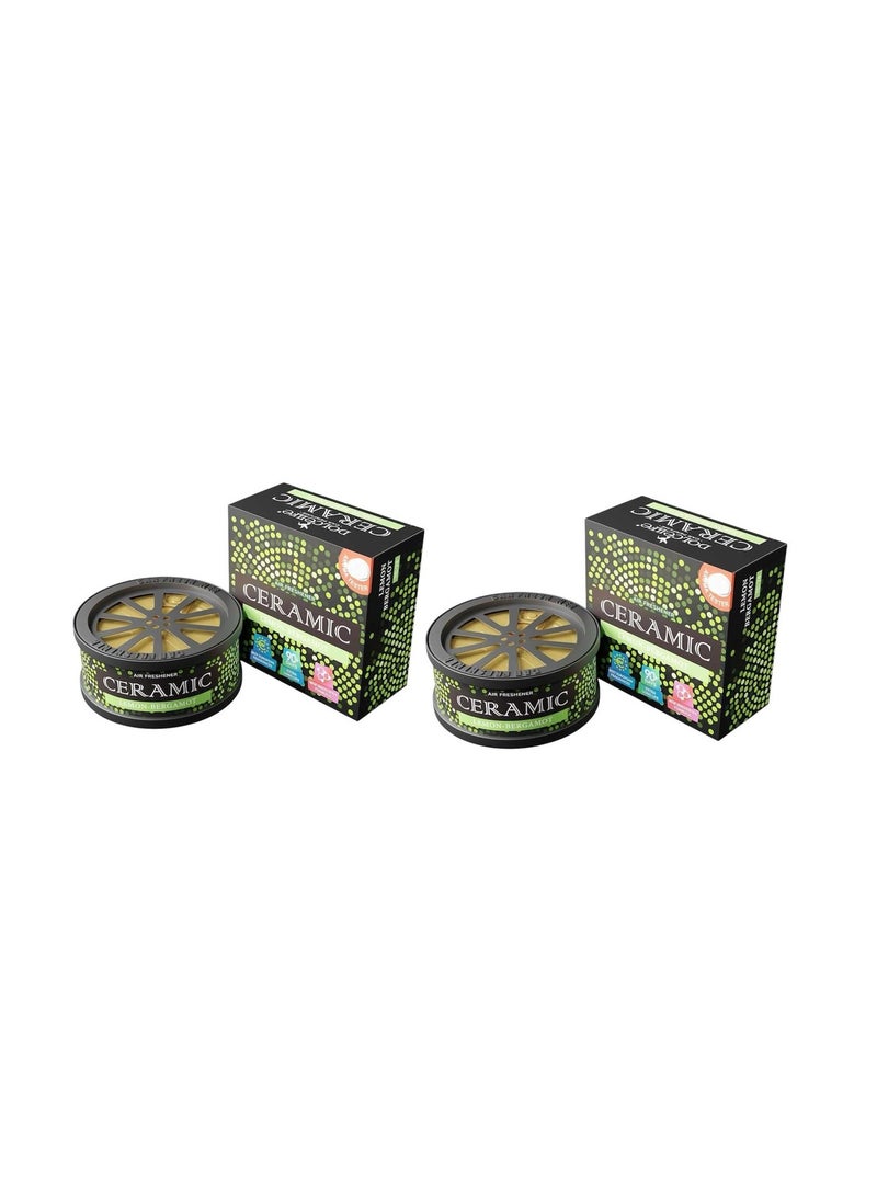 MEDORI Medori Dolce Life Ceramic Car Air Freshener, Lemon-Bergamot Scent, 60g Jar (Hard Chalk) Pack of 2  - Image 1