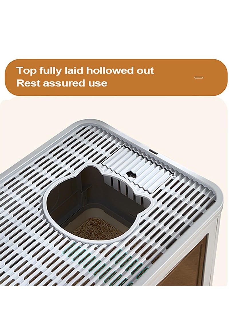 Foldable Cat Litter Box,Cat Litter Box with Lid, Enclosed Cat Potty, Top Entry Anti-Splashing Cat Toilet, Easy to Clean Including Cat Litter Scoop and 2-1 Cleaning Brush