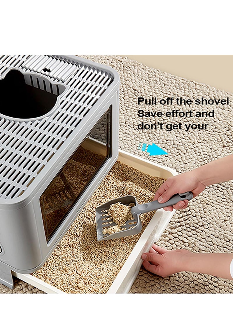 Foldable Cat Litter Box,Cat Litter Box with Lid, Enclosed Cat Potty, Top Entry Anti-Splashing Cat Toilet, Easy to Clean Including Cat Litter Scoop and 2-1 Cleaning Brush