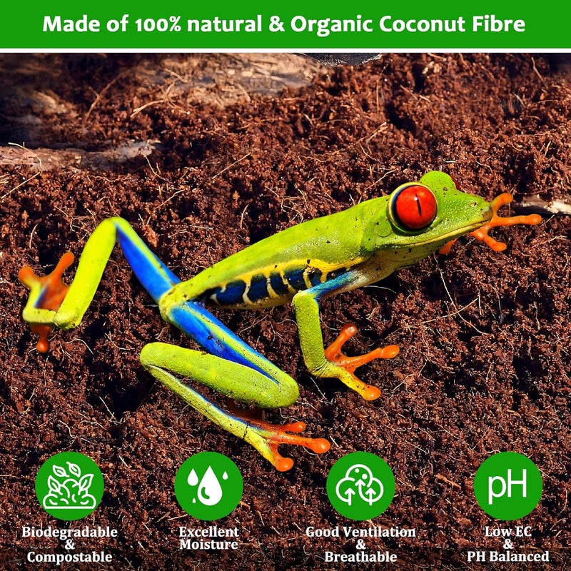 Riare 6 Pack Natural Coconut Fiber Substrate for Reptile- Premium Compressed Coconut Husk Terrarium Bedding for Reptile, Tortoise, Frogs, Snakes Hermit Crabs, Burrowing Animals(6 Pack) - Image 3