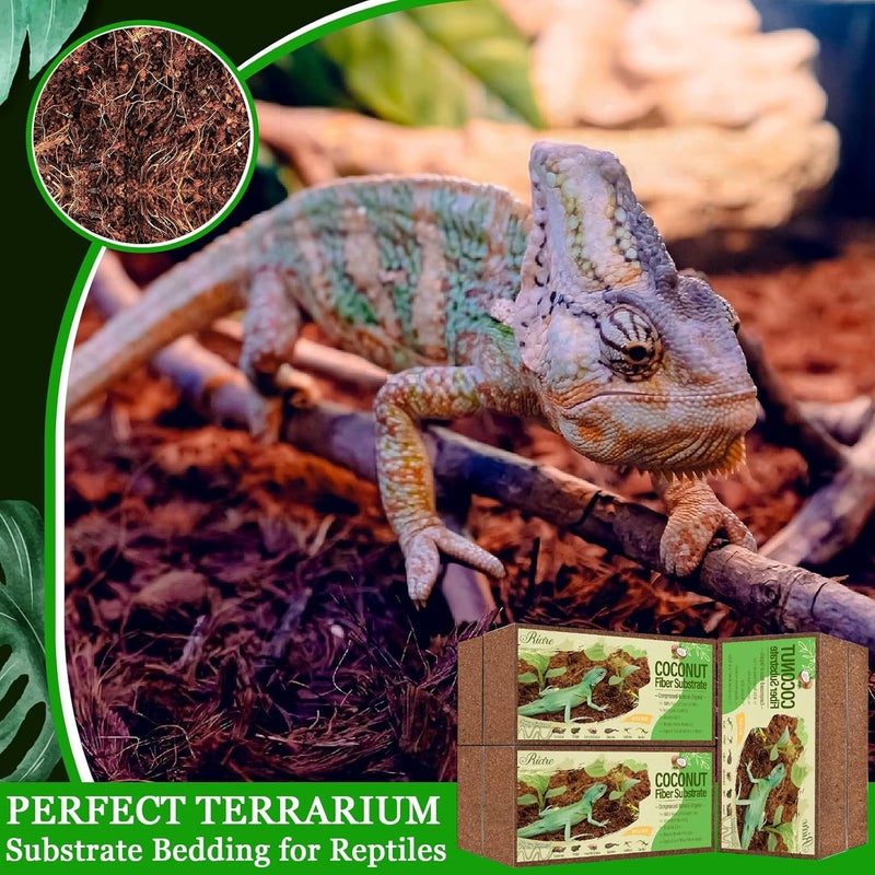 Riare 6 Pack Natural Coconut Fiber Substrate for Reptile- Premium Compressed Coconut Husk Terrarium Bedding for Reptile, Tortoise, Frogs, Snakes Hermit Crabs, Burrowing Animals(6 Pack) - Image 5