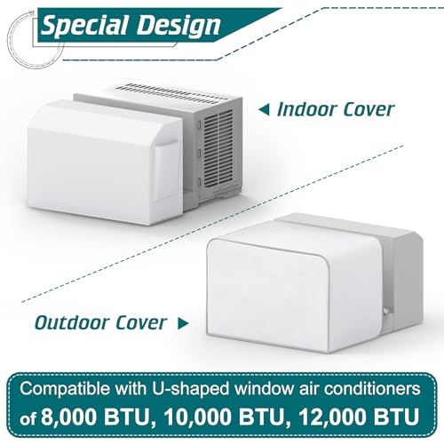 Daisypower 2 Pack Window AC Cover for UShaped Units Indoor and Outdoor Universal Fit for 80001000012000 BTU DustProof Waterproof Air Conditioner Covers for Winter - Image 3