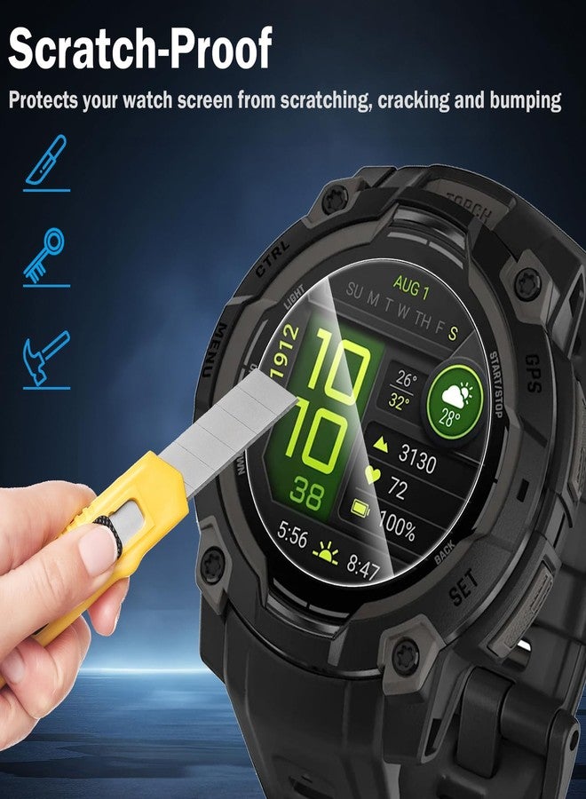 Simpeak 5-Pack Screen Protector Compatible with Garmin Instinct 3 45mm AMOLED/Solar Smartwatch, 9H Hardness Tempered Glass Protective Film, Anti-Scratch, Sensitive Touch - Image 3