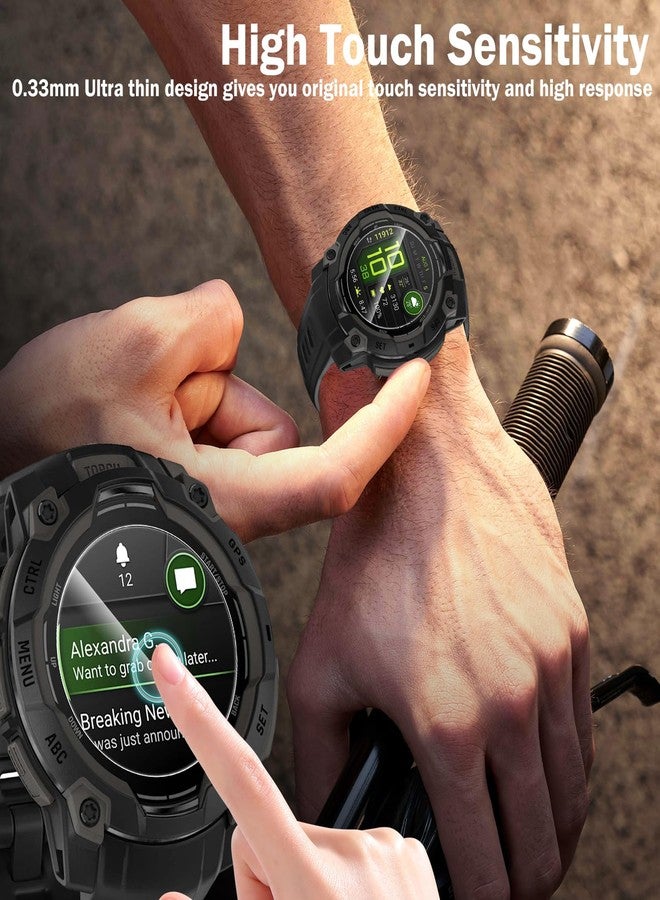 Simpeak 5-Pack Screen Protector Compatible with Garmin Instinct 3 45mm AMOLED/Solar Smartwatch, 9H Hardness Tempered Glass Protective Film, Anti-Scratch, Sensitive Touch - Image 2