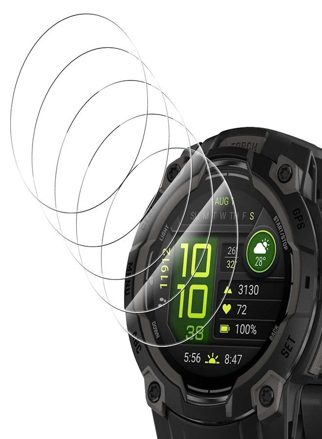 Simpeak 5-Pack Screen Protector Compatible with Garmin Instinct 3 45mm AMOLED/Solar Smartwatch, 9H Hardness Tempered Glass Protective Film, Anti-Scratch, Sensitive Touch - Image 1