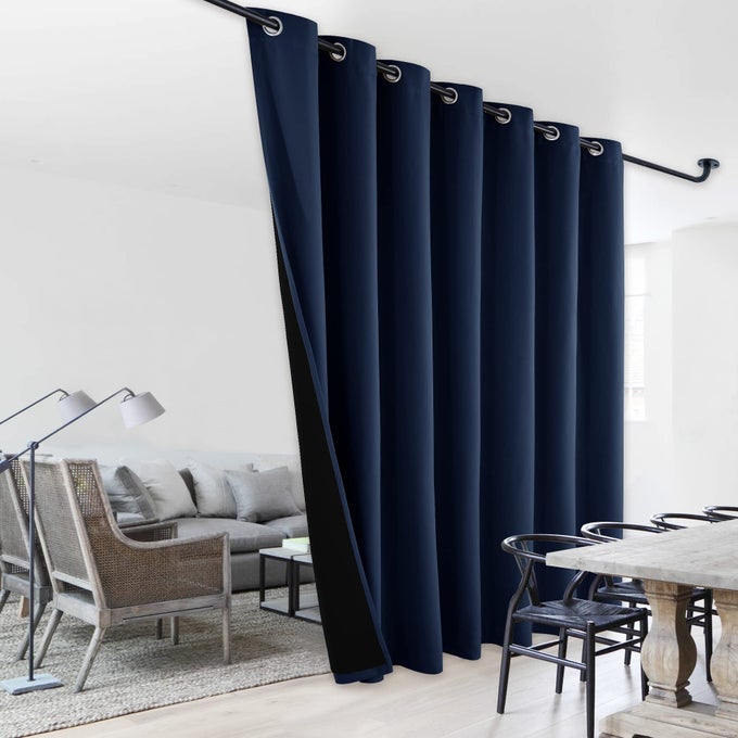 Sound Reducing Room Divider Curtains 100 Blackout Patio Curtain Wide Lined Drape Keep Warm Drapery Sliding Glass Door Panel for Night ShiftNavy 1 Panel 100 Wide x 108 Long