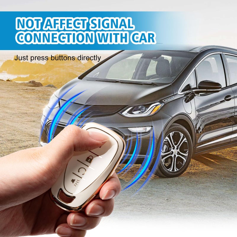Rislobx Key Fob Cover Fit for Chevy Key, Car Key Case Protector for Volt Bolt Spark Equinox Traverse Trax (4 Buttons White) - Image 4