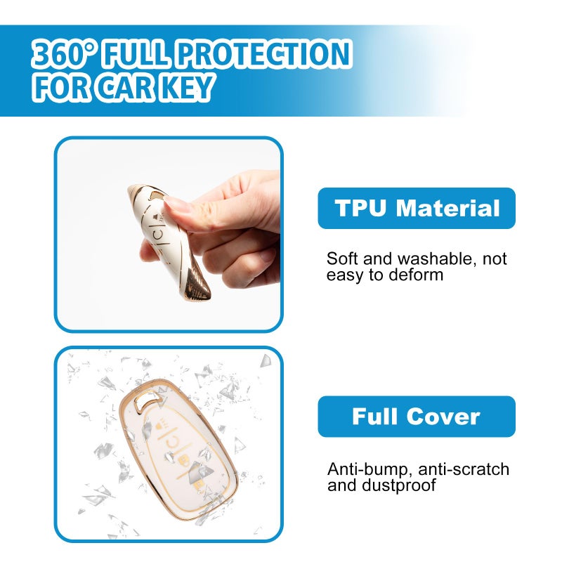 Rislobx Key Fob Cover Fit for Chevy Key, Car Key Case Protector for Volt Bolt Spark Equinox Traverse Trax (4 Buttons White) - Image 5