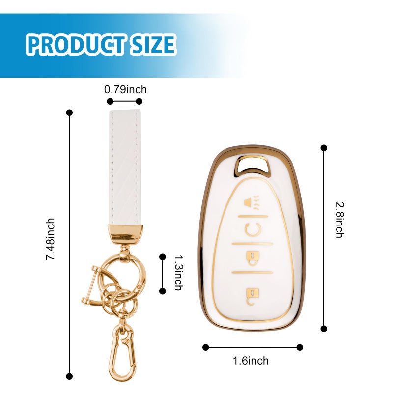 Rislobx Key Fob Cover Fit for Chevy Key, Car Key Case Protector for Volt Bolt Spark Equinox Traverse Trax (4 Buttons White) - Image 3