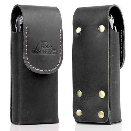 Topstache Leather Multitool Sheath for Belt - Multitool Holster for Belt - Leather Multitool Pouch - Leather Multitool Case for Belt - EDC Belt Organizer - Belt Loop Leather Multitool Holder, Black - Image 1