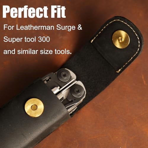 Topstache Leather Multitool Sheath for Belt - Multitool Holster for Belt - Leather Multitool Pouch - Leather Multitool Case for Belt - EDC Belt Organizer - Belt Loop Leather Multitool Holder, Black - Image 4
