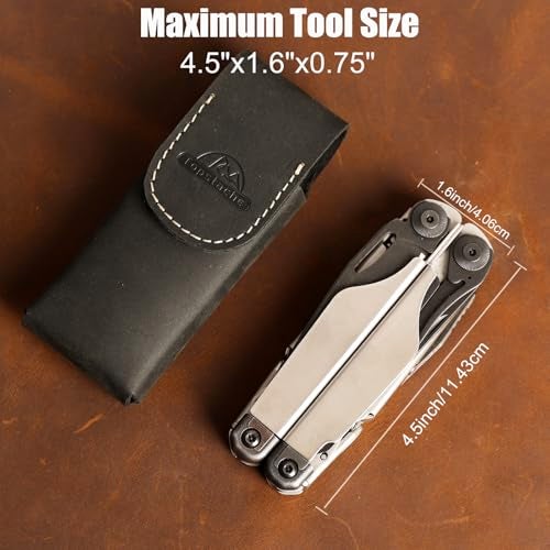 Topstache Leather Multitool Sheath for Belt - Multitool Holster for Belt - Leather Multitool Pouch - Leather Multitool Case for Belt - EDC Belt Organizer - Belt Loop Leather Multitool Holder, Black - Image 5