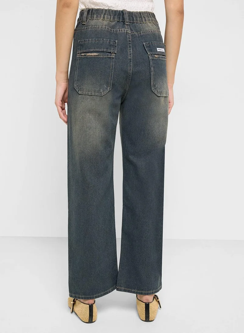 Ginger BLUE High Rise Wide Leg Jeans for Women | Best Price UAE