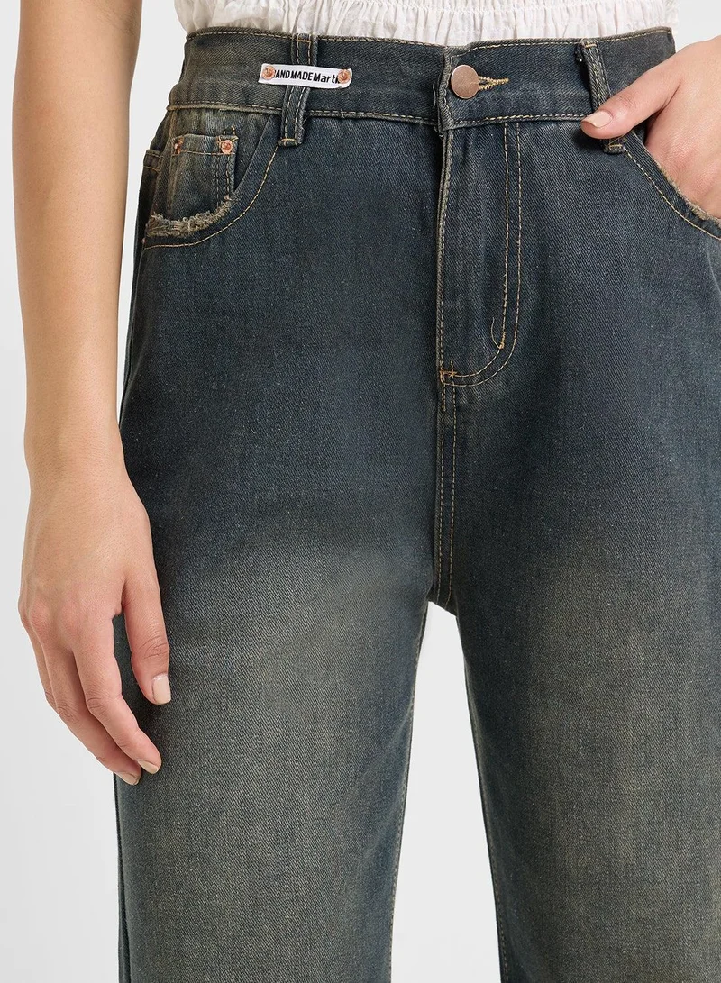 Ginger BLUE High Rise Wide Leg Jeans for Women | Best Price UAE