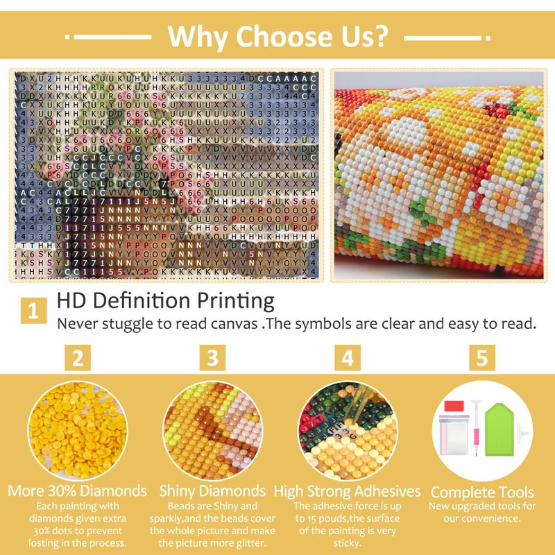HEIBAGO Street Diamond Art Kits for Adults, 5D Full Drill Round House Painting Gems with Flower Diamond Painting, House Diamond Dots Perfect for Home Wall Decor 12x16inch - Image 5