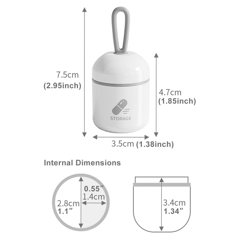 STORICANS Mini Pill Box, 2-1 Compartments Pill Container with Silicone Lanyard, Daily Portable Pill Case for Pocket, Waterproof Travel Size for Purse, Black and White 2Pcs - Image 2