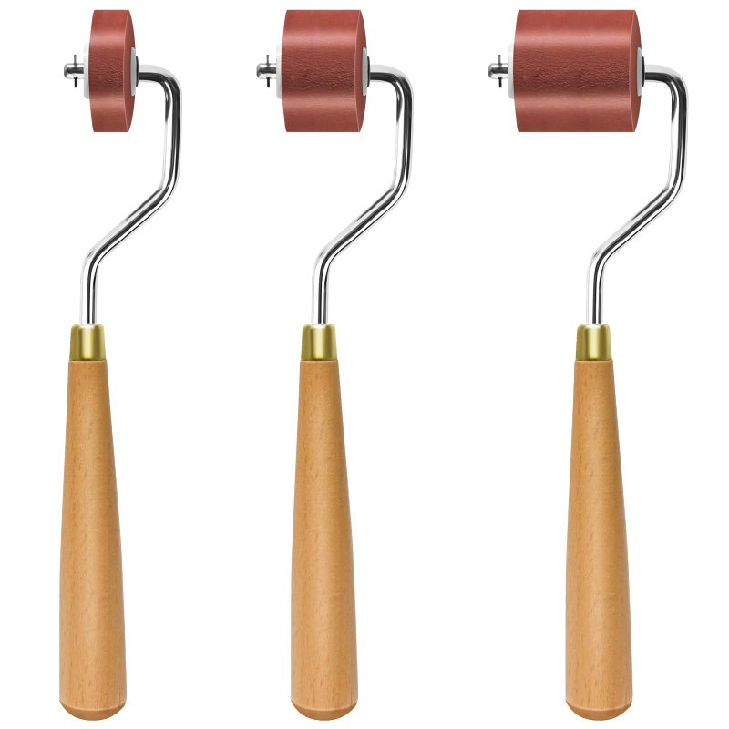 CHIVENIDO 3pcs Rubber Rollers Brayer - Brayer Rollers for Crafting, Ink Roller Set with Comfort Grip for Printmaking, Crafts, and Stamping - Image 1