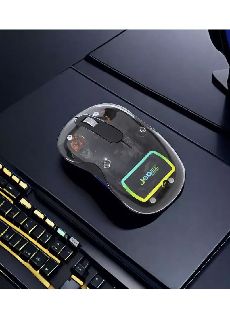 JeDEL Rechargeable Wireless Gaming Mouse WD141 , Dual Bluetooth & 2.4GHz Connection , 1200DPI High Sensitivity , Ergonomic and Lightweight Design for Long-Term Use , Professional RGB Lighting , Powerful Long Life Battery , Compatible with PC, Laptop, and Gaming Systems - Green  - Image 3