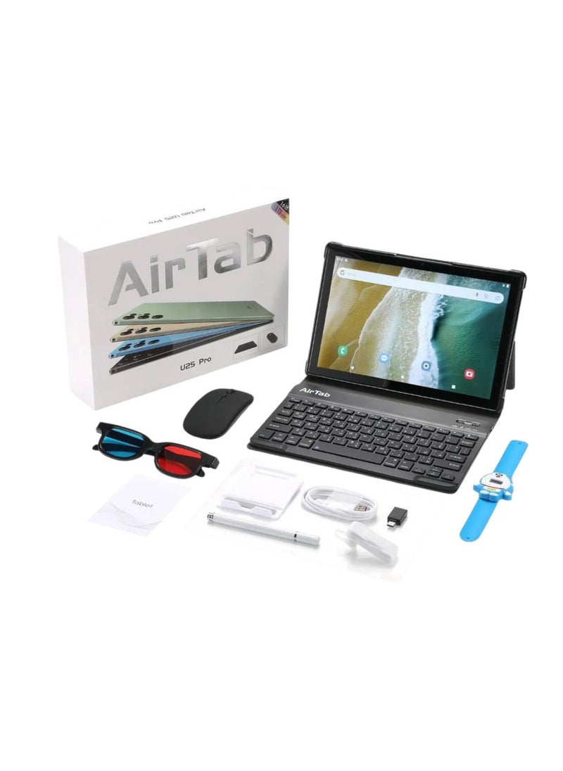 AirTab - 10.1 -Inch Smart Tablet U25 PRO Android 13 Tablet With 1TB Storage and 16GB RAM Quad Core Wi-Fi LTE Dual Sim with Touch Pen and Keyboard - GOLD - Image 1