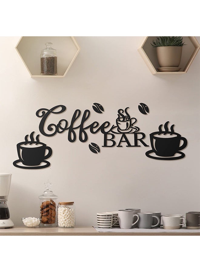 Peachjoy Coffee Bar Decor Coffee Signs for  Metal Rustic Sign Hanging Wall Decor Metal Wall Art for Home Office Kitchen(Coffee Bar, Bean and Cup Style) - Image 1