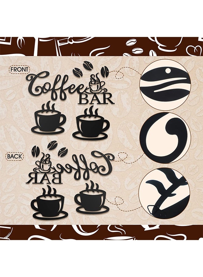 Peachjoy Coffee Bar Decor Coffee Signs for  Metal Rustic Sign Hanging Wall Decor Metal Wall Art for Home Office Kitchen(Coffee Bar, Bean and Cup Style) - Image 2