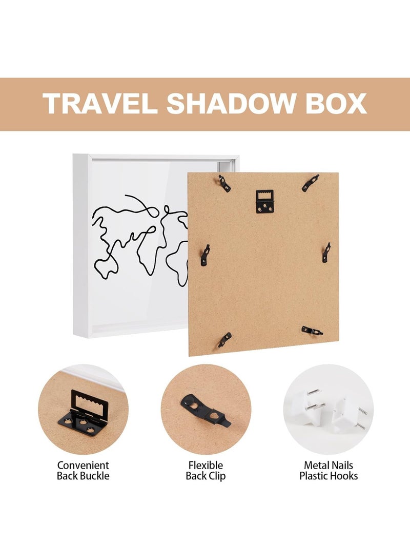 موثوقية التنبؤ صندوق أرشيف المغامرات للذكريات، صندوق سفر مقاس 29x29 سم مع فتحة، إطار سفر ”الحياة في صندوق“، صندوق سفر علوي لتخزين التذكارات، صندوق نقود لتمويل السفر (أبيض) - Image 2