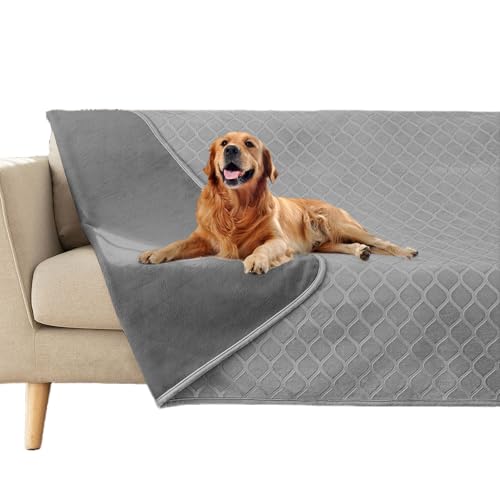 fuguitex Waterproof Dog Blanket Bed Cover Dog Crystal Velvet Moroccan Fuzzy Cozy Plush Pet Blanket Throw Blanket for Couch Sofa(30 * 70 inch, Light Grey+Grey) - Image 1