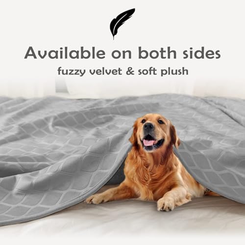 fuguitex Waterproof Dog Blanket Bed Cover Dog Crystal Velvet Moroccan Fuzzy Cozy Plush Pet Blanket Throw Blanket for Couch Sofa(30 * 70 inch, Light Grey+Grey) - Image 4