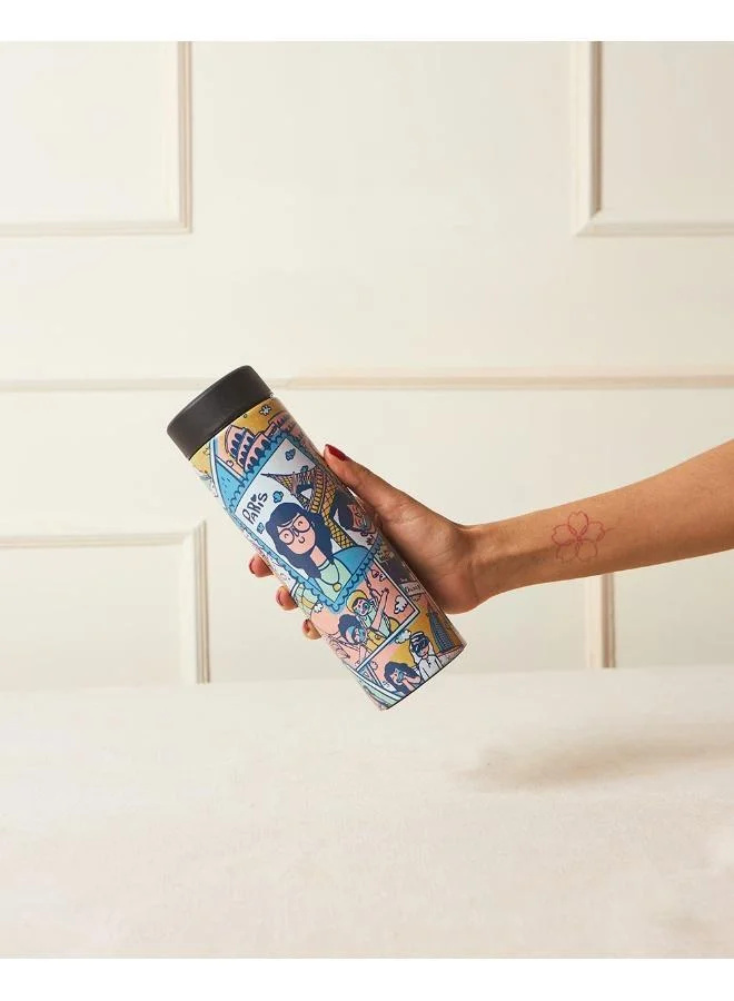 Chumbak Around the World Thermos Bottle, 500ml