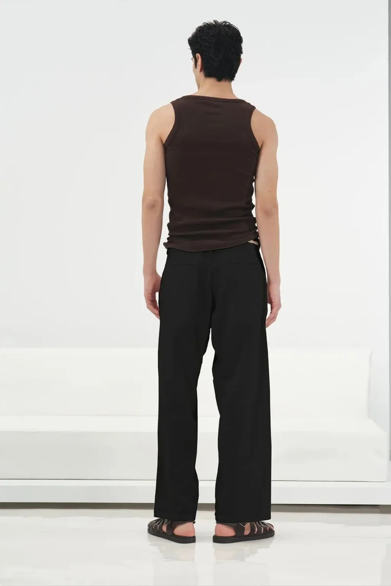Giesto Black GIESTO Men's Linen-Cotton Suit Pants for Men | Best Price UAE