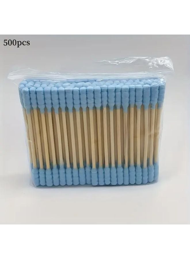 مسحات مزدوجة الطرف زرقاء 500 قطعة مثالية لإزالة المكياج - Image 1