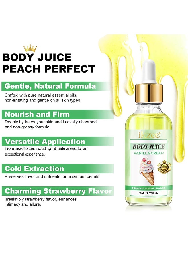 IKZEE Body Juice Vanilla Cream, Vanilla Cream Hand Crafted Body Oil Nourishing Hydrating and Moisturizing for All Skin Types with Natural Oils Pure Natural Essence Body Juice Oil 60ML - Image 4