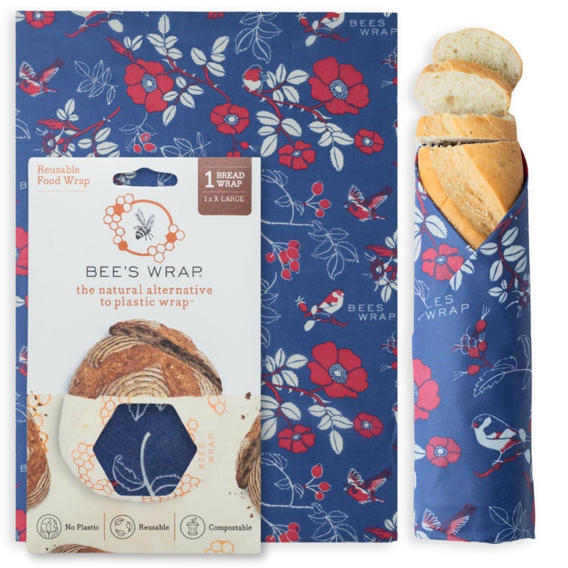 Bee's Wrap Beeswax Wraps for Bread - Beeswax Bread Wrap for Sourdough & Bread Storage - Plastic Free Made in USA Reusable Natural Food Wrap - Botanical - Image 1