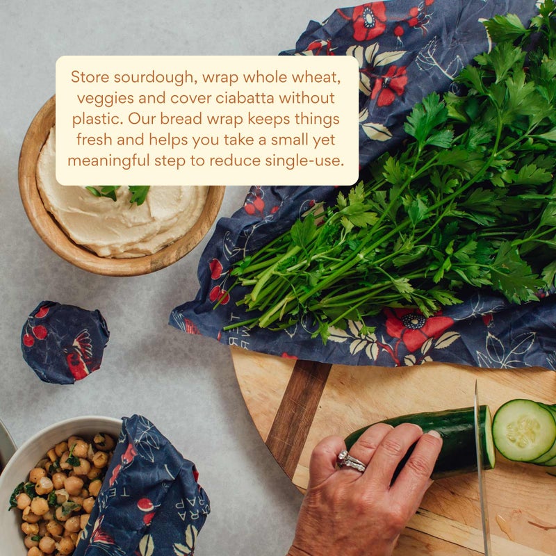Bee's Wrap Beeswax Wraps for Bread - Beeswax Bread Wrap for Sourdough & Bread Storage - Plastic Free Made in USA Reusable Natural Food Wrap - Botanical - Image 3